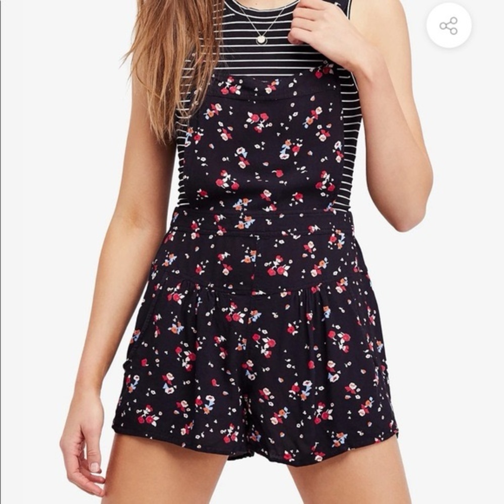 Free People floral overalls